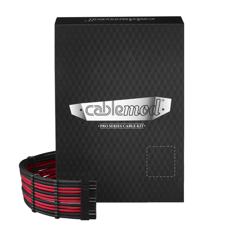 CableMod E-Series Pro ModFlex Sleeved Cable Kit for EVGA G/G+ / P/P+ / T (Black + Red) - Image 1